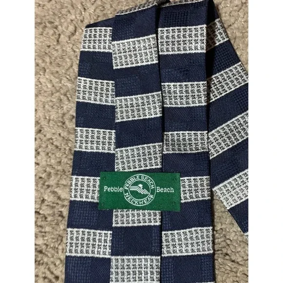 Pebble Beach Neckwear Silk Tie Golf Golfing Necktie Black Green Made in USA EUC! - Picture 5 of 5